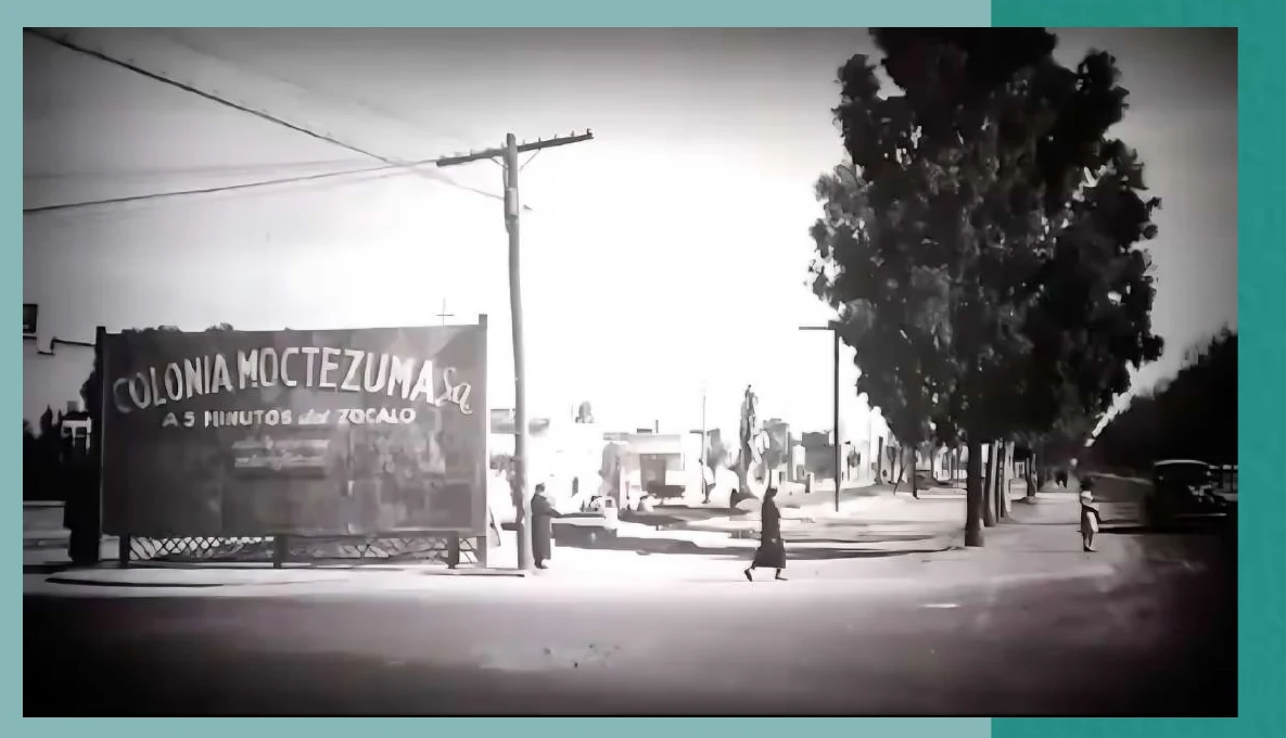 Vista histórica de una calle de la colonia Moctezuma