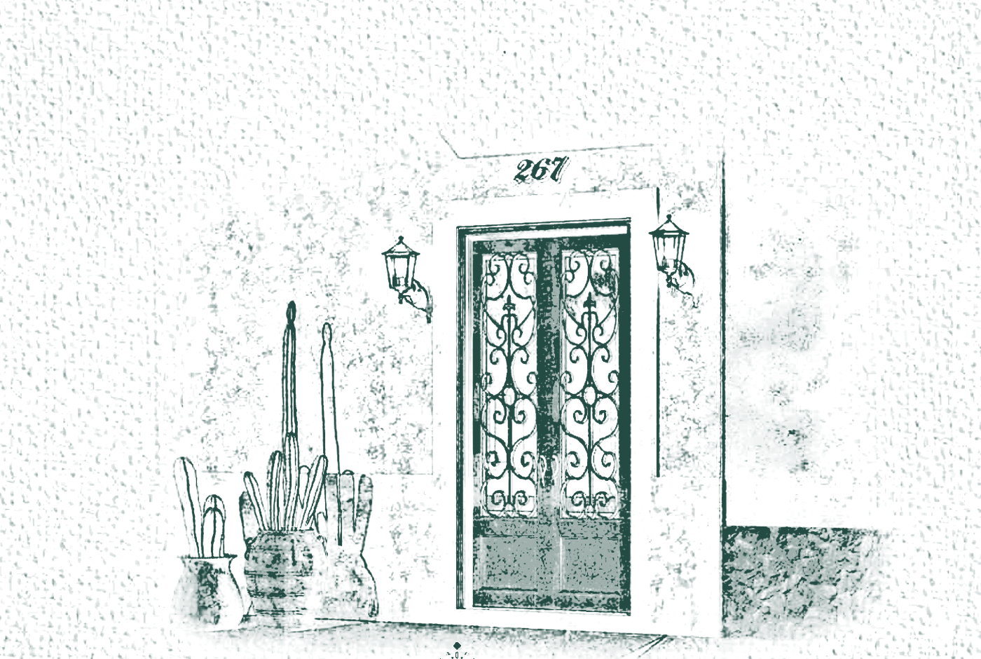 Sketch de la puerta principal de Hacienda Turquesa