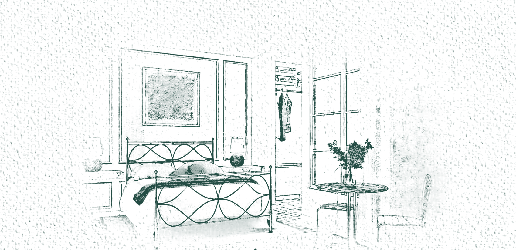 Sketch del interior de una suite de Hacienda Turquesa